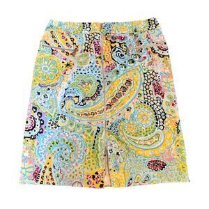 Carlisle Womens bright multicolor pattern pencil skirt w zippers Size US 8